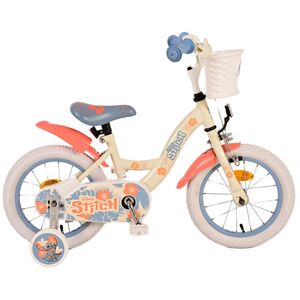 Disney Stitch Kinderfiets - Meisjes - 14 inch - Crème Koraal Blauw