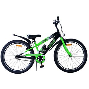 Volare Sportivo Kinderfiets - Jongens - 24 inch - Zwart Groen - Twee Handremmen