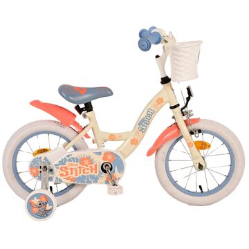 Disney Stitch Kinderfiets - Meisjes - 14 inch - Crème Koraal Blauw