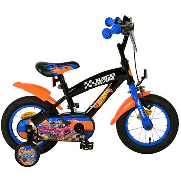 Hot Wheels Kinderfiets - Jongens - 12 inch - Zwart Oranje Blauw - Twee handremmen