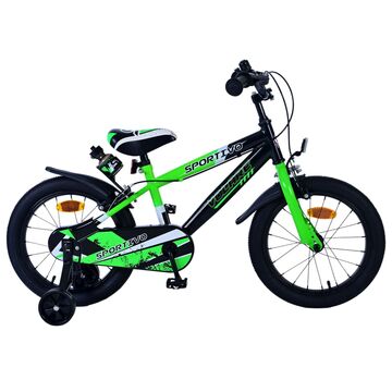 Volare Sportivo Kinderfiets - Jongens - 16 inch - Groen Zwart - Twee Handremmen