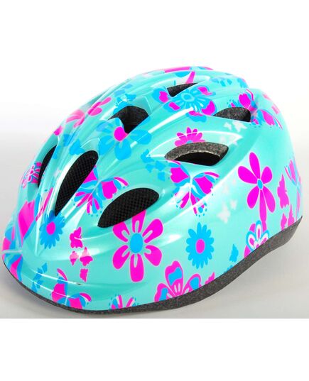 Volare Kinder Fietshelm Groen Roze Bloemetjes  XS 47-51 cm extra klein model