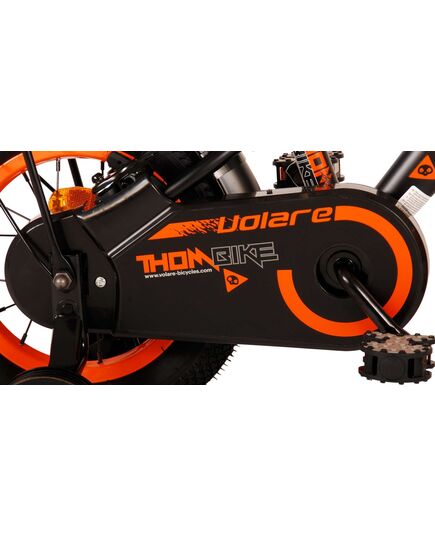 Volare Thombike Kinderfahrrad – Jungen – 12 Zoll – Schwarz Orange – Zwei Handbremsen