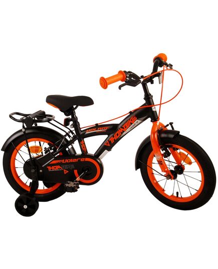 Volare Thombike Kinderfahrrad – Jungen – 14 Zoll – Schwarz Orange – Zwei Handbremsen