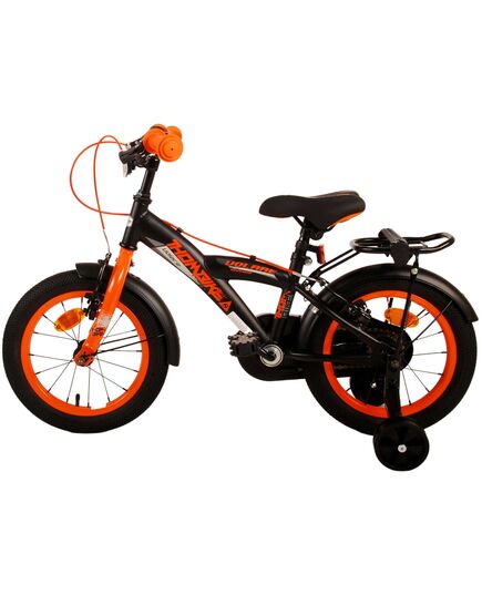 Volare Thombike Kinderfahrrad – Jungen – 14 Zoll – Schwarz Orange – Zwei Handbremsen