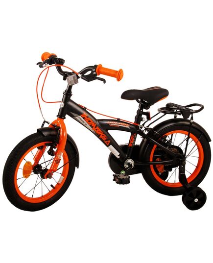 Volare Thombike Kinderfahrrad – Jungen – 14 Zoll – Schwarz Orange – Zwei Handbremsen