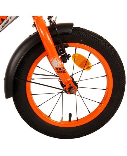 Volare Thombike Kinderfahrrad – Jungen – 14 Zoll – Schwarz Orange – Zwei Handbremsen