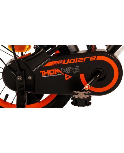 Volare Thombike Kinderfahrrad – Jungen – 14 Zoll – Schwarz Orange – Zwei Handbremsen
