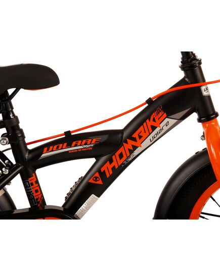 Volare Thombike Kinderfahrrad – Jungen – 14 Zoll – Schwarz Orange – Zwei Handbremsen