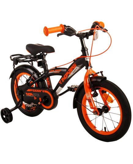 Volare Thombike Kinderfahrrad – Jungen – 14 Zoll – Schwarz Orange – Zwei Handbremsen