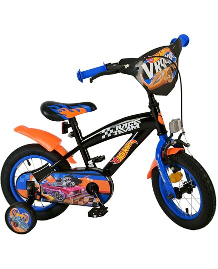 Hot Wheels Kinderfiets - Jongens - 12 inch - Zwart Oranje Blauw - Twee handremmen