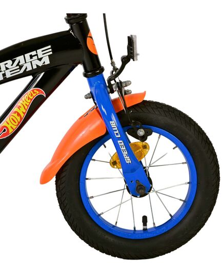 Hot Wheels Kinderfiets - Jongens - 12 inch - Zwart Oranje Blauw - Twee handremmen