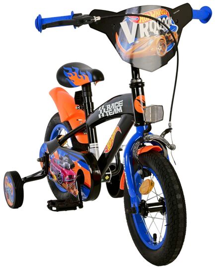 Hot Wheels Kinderfiets - Jongens - 12 inch - Zwart Oranje Blauw - Twee handremmen