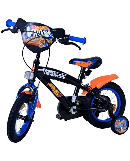 Hot Wheels Kinderfiets - Jongens - 12 inch - Zwart Oranje Blauw - Twee handremmen