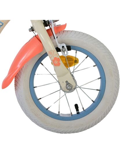 Disney Stitch Kinderfiets - Meisjes - 12 inch - Twee handremmen - Crème Koraal Blauw