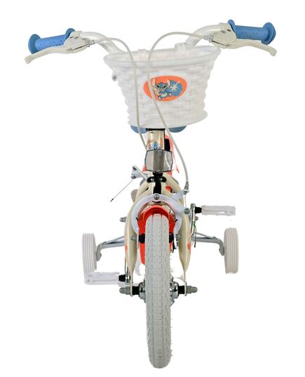 Disney Stitch Kinderfiets - Meisjes - 12 inch - Twee handremmen - Crème Koraal Blauw