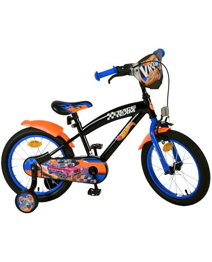 Hot Wheels Kinderfiets - Jongens - 16 inch - Zwart Oranje Blauw - Twee handremmen