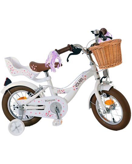 Volare Blossom Kinderfiets - Meisjes - 12 inch - Wit - Twee handremmen