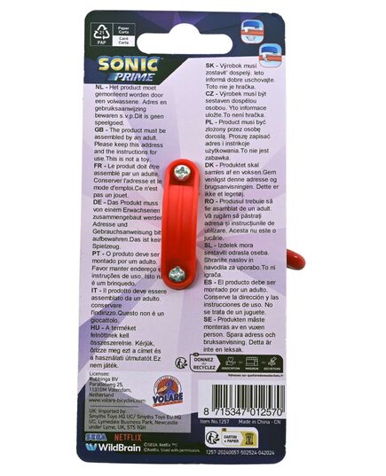 Dzwonek Rowerowy Sonic Prime - Chłopcy - Niebieski Czerwony