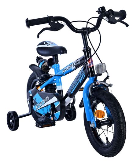 Volare Sportivo Kinderfiets - Jongens - 12 inch - Blauw Zwart - Twee Handremmen