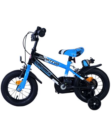 Volare Sportivo Kinderfiets - Jongens - 12 inch - Blauw Zwart - Twee Handremmen