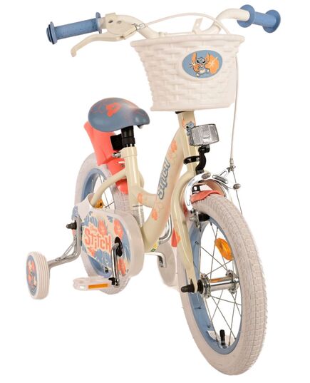 Disney Stitch Kinderfiets - Meisjes - 14 inch - Crème Koraal Blauw