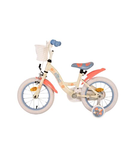 Disney Stitch Kinderfiets - Meisjes - 14 inch - Crème Koraal Blauw