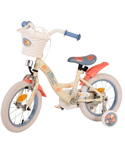 Disney Stitch Kinderfiets - Meisjes - 14 inch - Crème Koraal Blauw