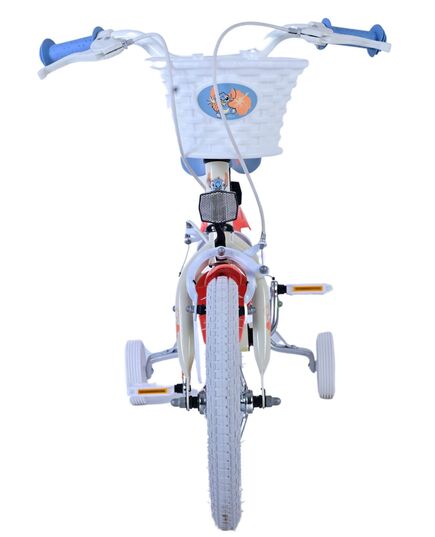 Disney Stitch Kinderfiets - Meisjes - 14 inch - Crème Koraal Blauw - Twee handremmen