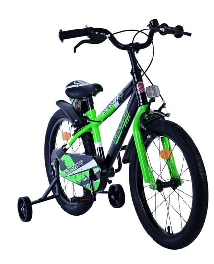 Volare Sportivo Kinderfiets - Jongens - 18 inch - Groen Zwart - Twee Handremmen