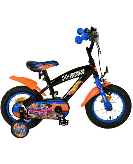 Hot Wheels Kinderfiets - Jongens - 12 inch - Zwart Oranje Blauw - Twee handremmen