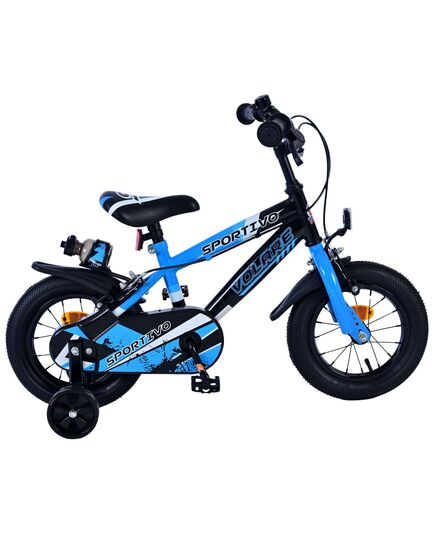 Volare Sportivo Kinderfiets - Jongens - 12 inch - Blauw Zwart - Twee Handremmen