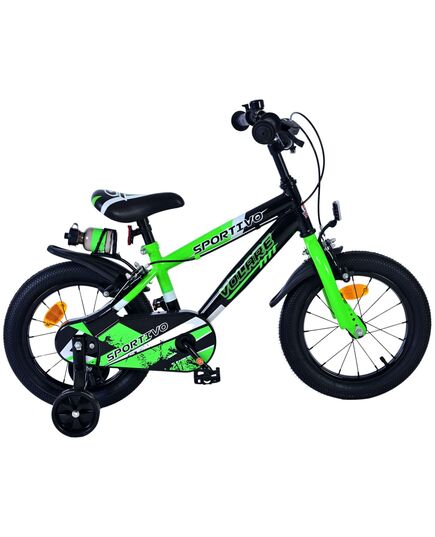 Volare Sportivo Kinderfiets - Jongens - 14 inch - Groen Zwart - Twee Handremmen