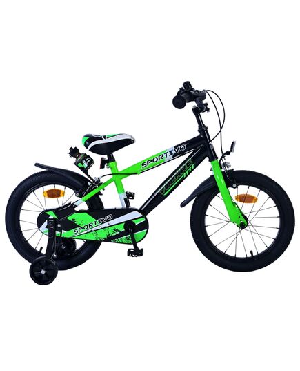 Volare Sportivo Kinderfiets - Jongens - 16 inch - Groen Zwart - Twee Handremmen